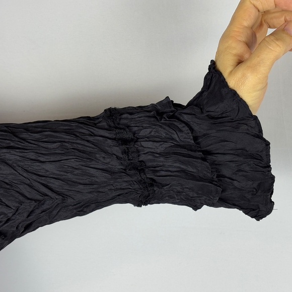 VTG Chicos Crinkle Silk Ruffle Sleeve Button Up Shirt Sz 1 = US: M/8 Luxe Party - Picture 6 of 12